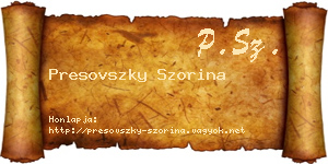 Presovszky Szorina névjegykártya